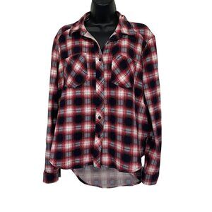 Eden & Olivia Plaid Blouse Red Navy Womens‎ Size Small